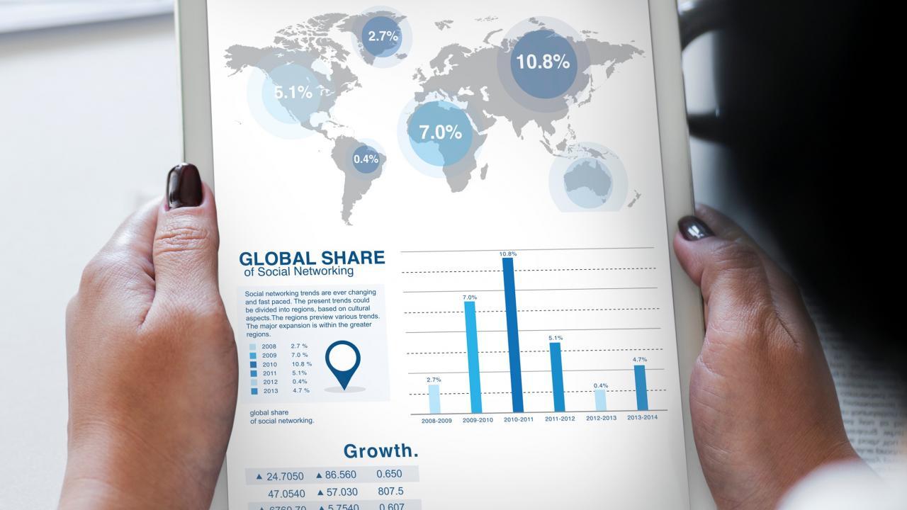 Business charts on a tablet screen. Business Charts